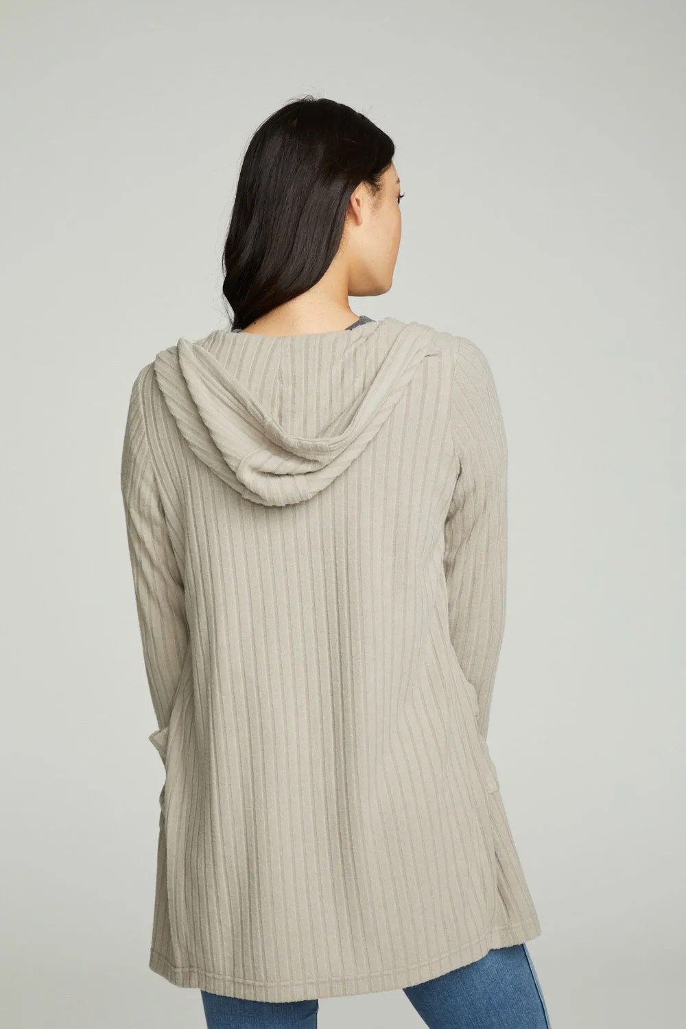 Hooded Open Duster Cardigan With Pockets