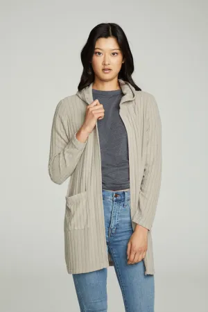 Hooded Open Duster Cardigan With Pockets