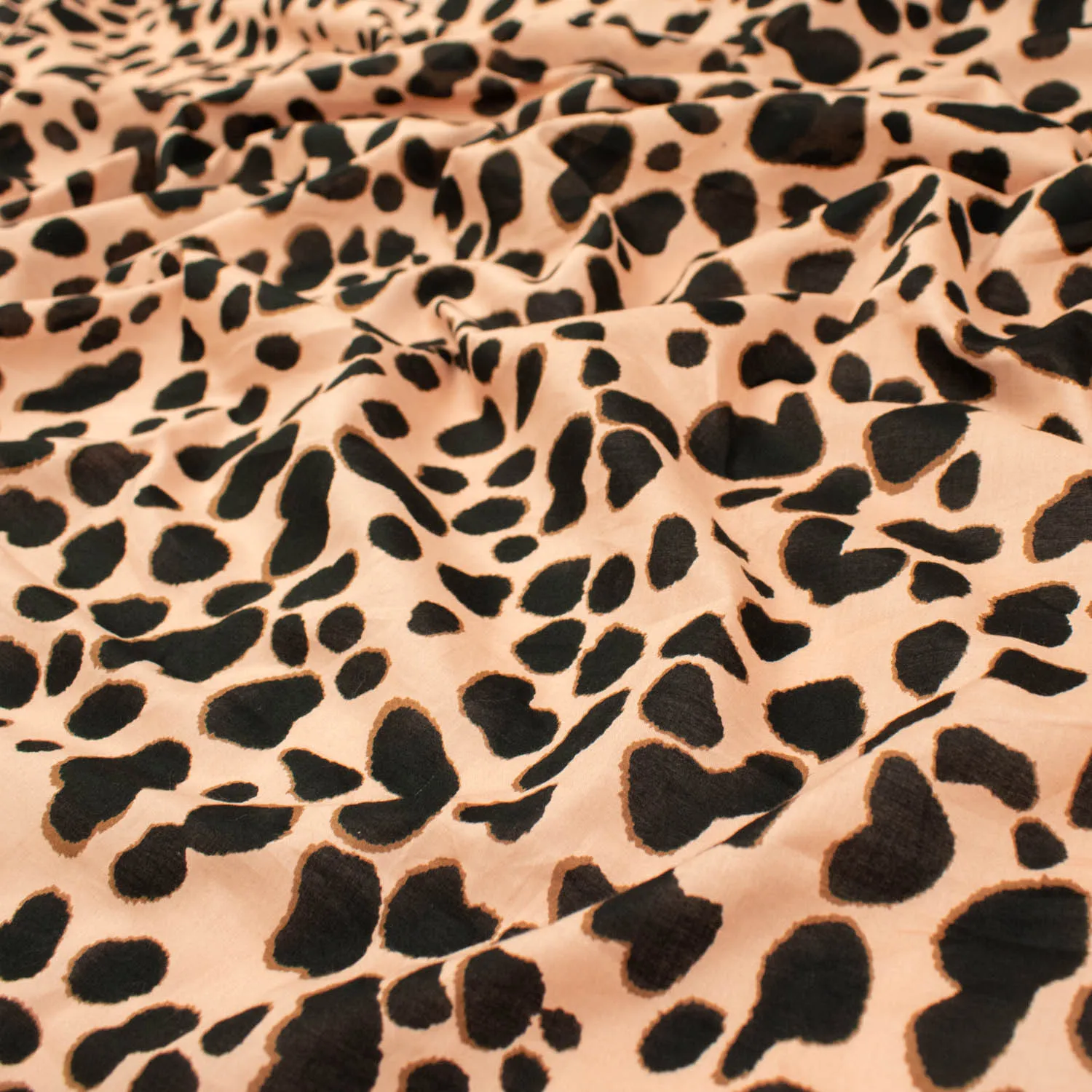 Japanese Pure Cotton Lawn Prints Design-145 Black & Carmel Leopard