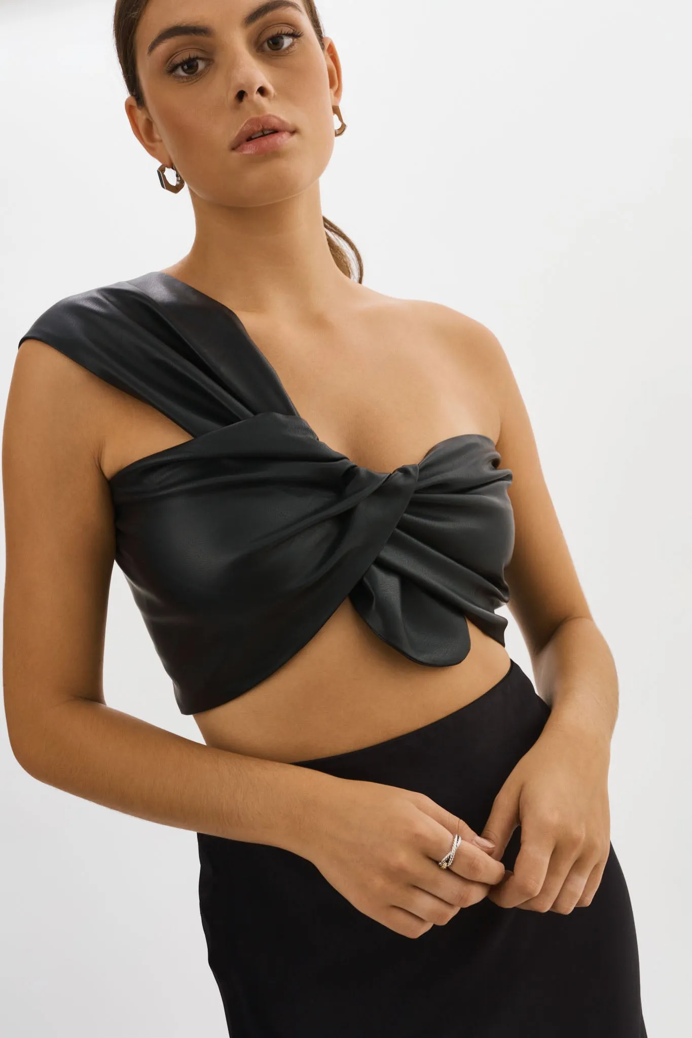 JOLIE | Faux Leather One Shoulder Top