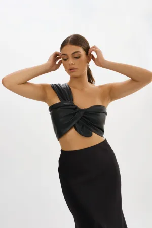 JOLIE | Faux Leather One Shoulder Top