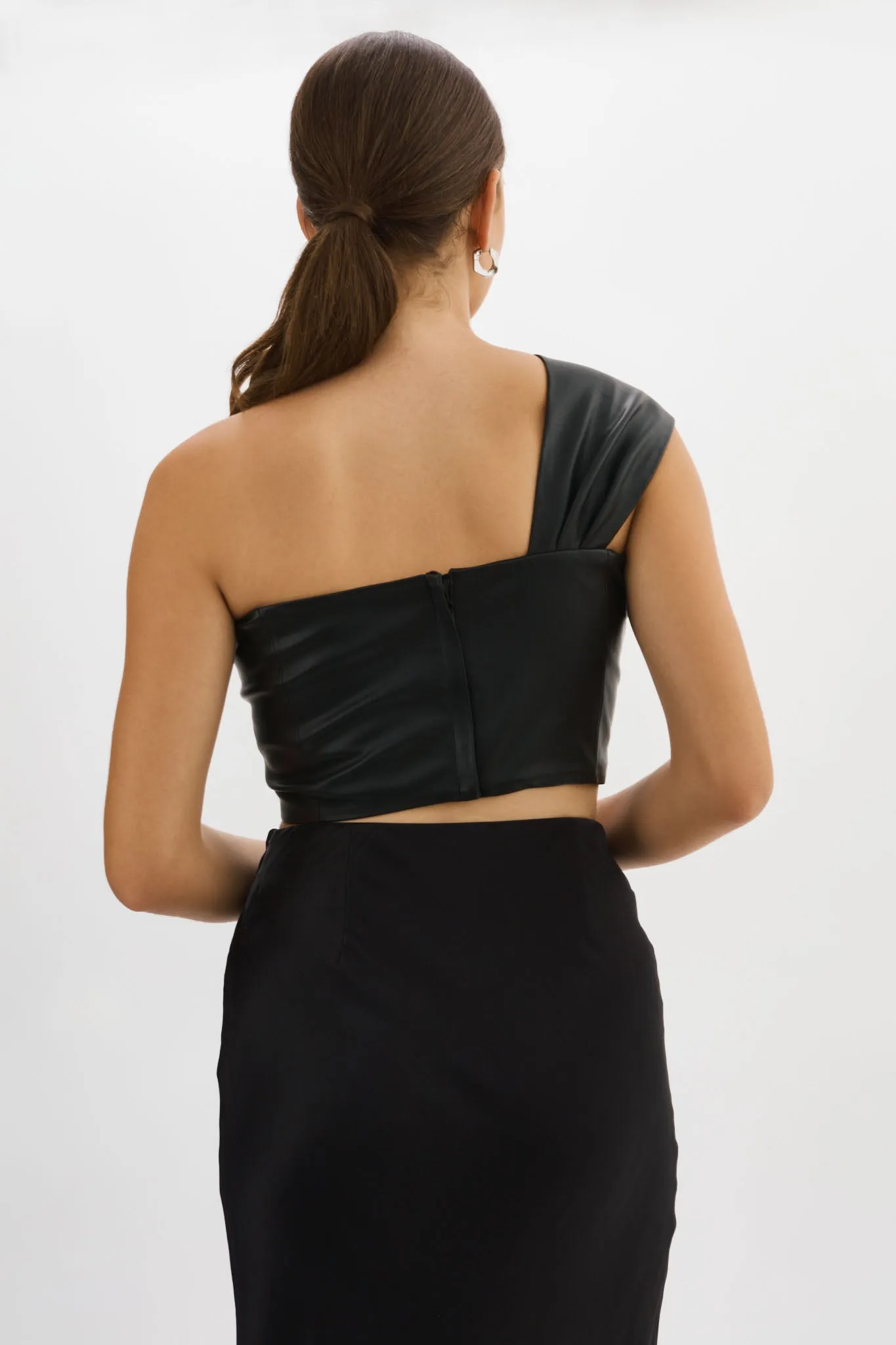 JOLIE | Faux Leather One Shoulder Top