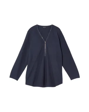 Juliana Zip Trim Sweater | Navy