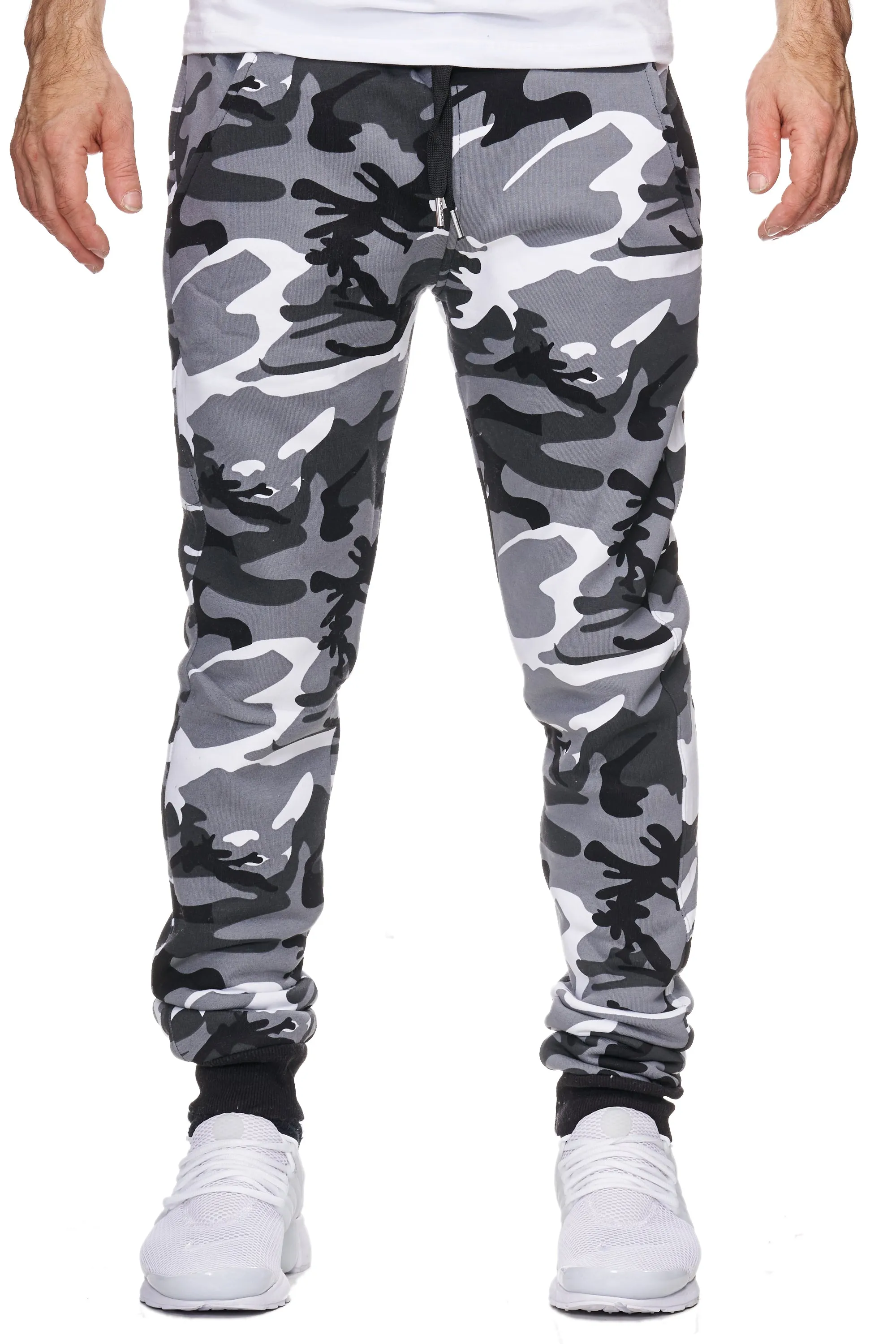 Kams Camo Sweatpants Joggers - Black White Gray X83A