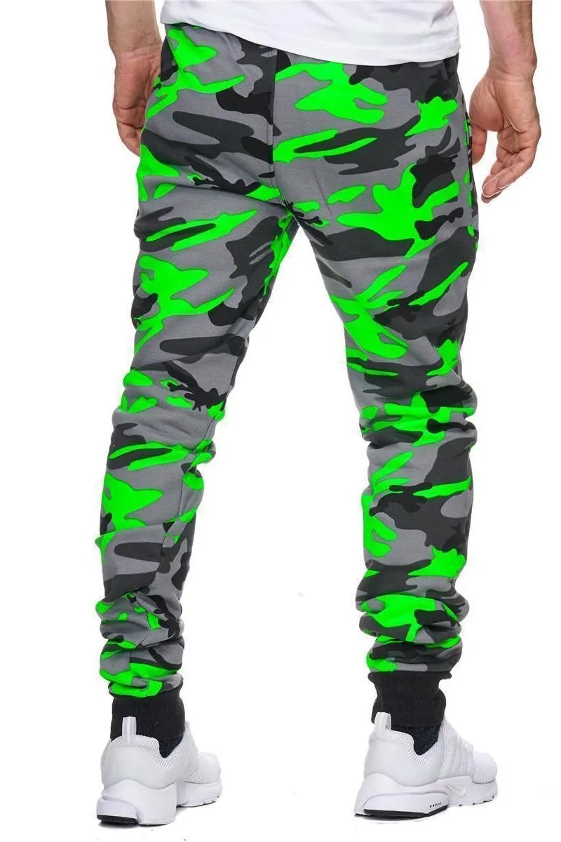 Kams Camo Sweatpants Joggers - Green Black Gray X83B