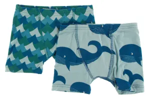 KicKee Pants Ivy Waves & Jade Whales Boxer Briefs Set