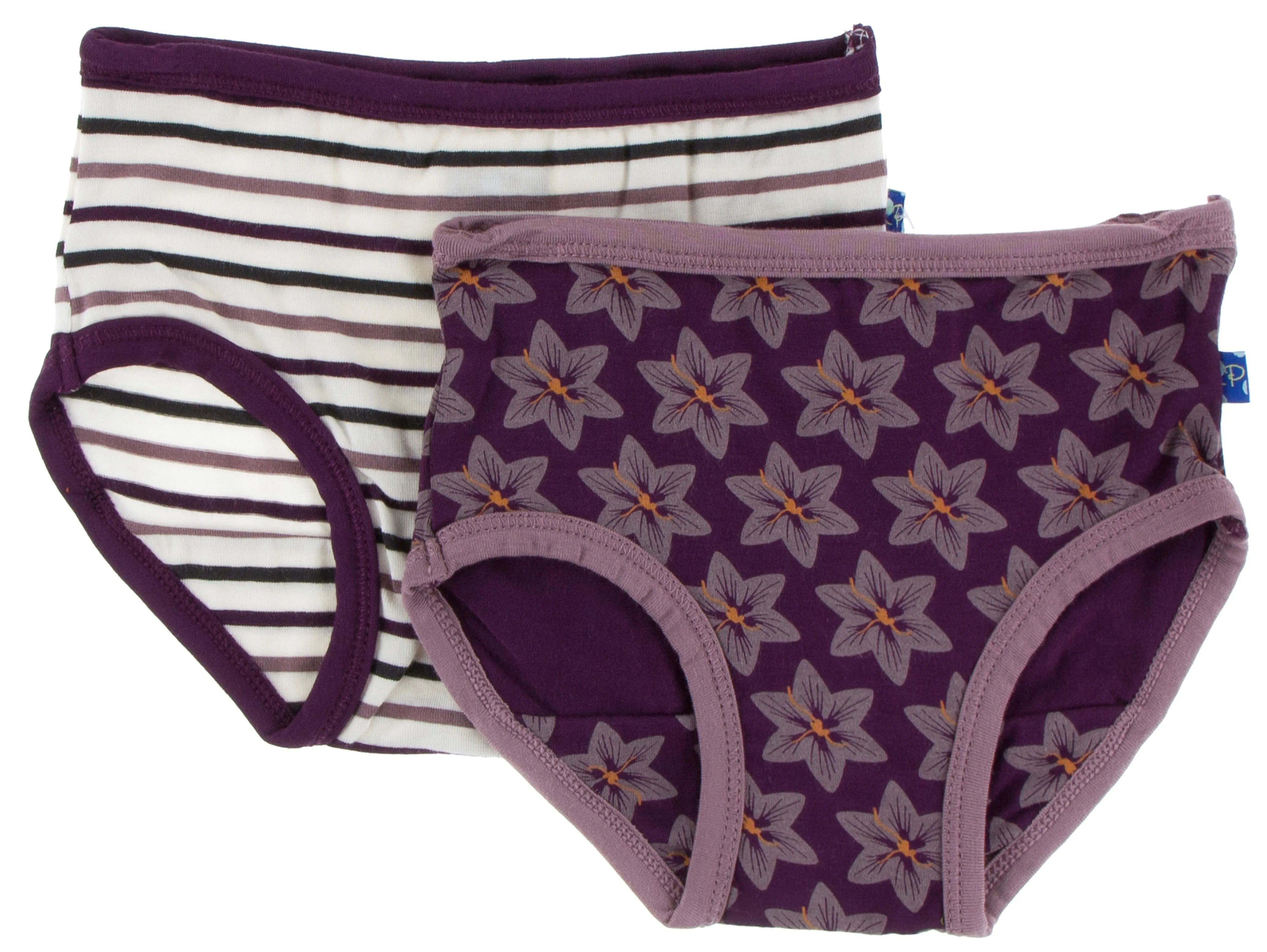 KicKee Pants Tuscan Vineyard Stripe & Wine Grapes Saffron Girl Underwear Set