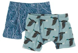 KicKee Pants Twilight Whirling River & Jade Mallard Duck Boys Boxer Briefs Set