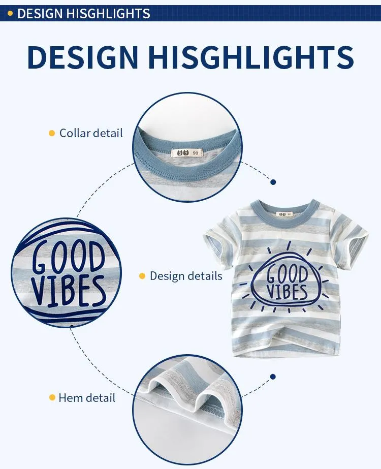 Kids Premium Cotton T-Shirt 'Good Vibe' Pattern