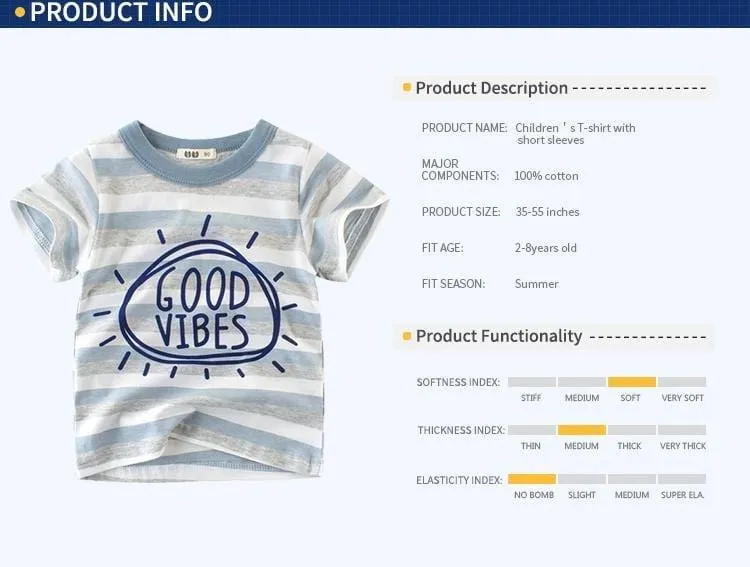 Kids Premium Cotton T-Shirt 'Good Vibe' Pattern