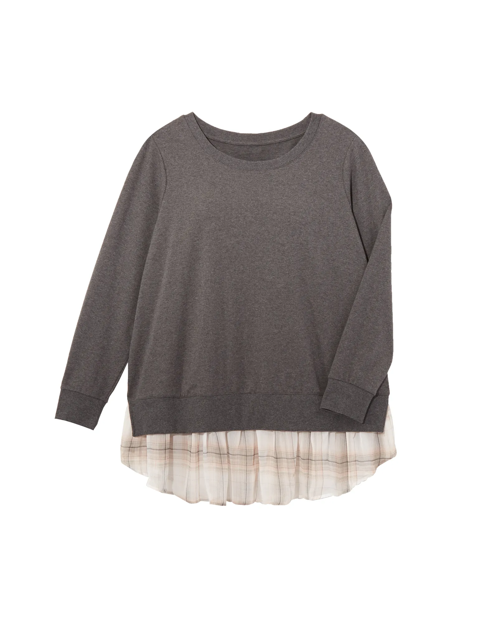 Kylie Mixed Media Sweater | Charcoal Grey / Tan