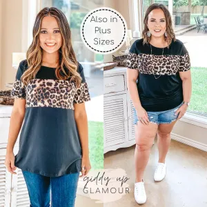 Last Chance Size Small | Always the Same Thing Short Sleeve Top with Leopard Accents in Black