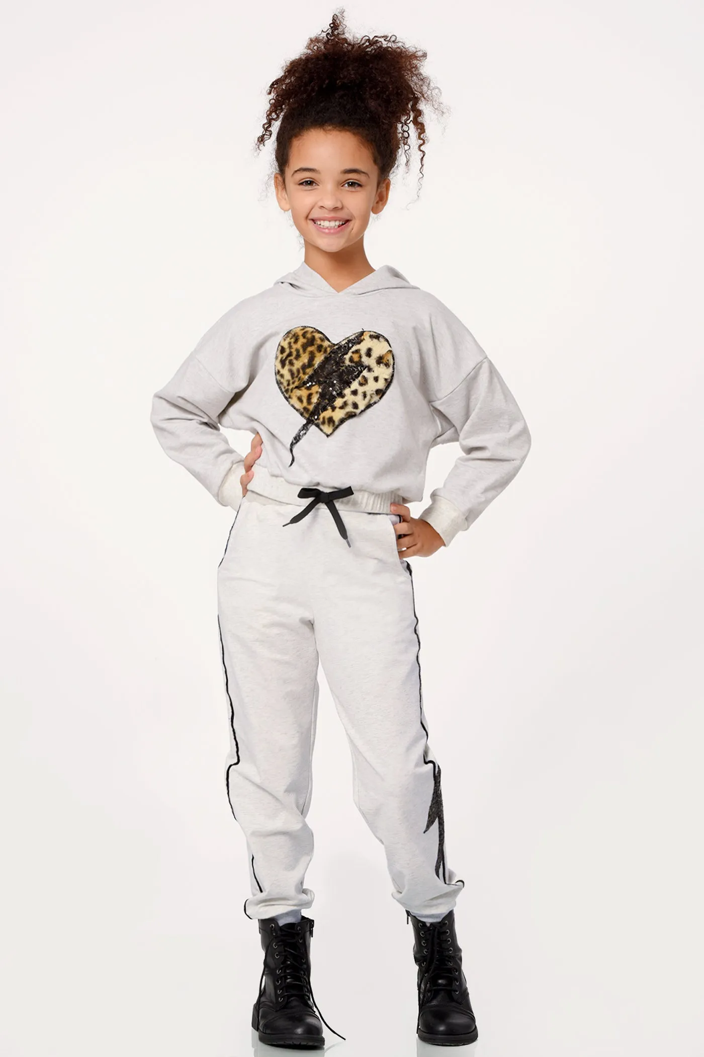 Little Girl's Sequin Thunder Side Stripe Joggers