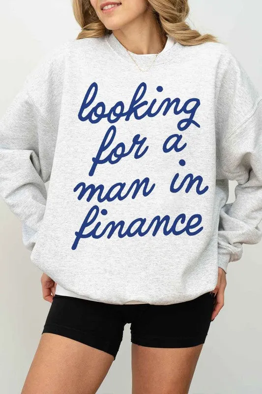 Looking for a Man in Finance Oversized Graphic Sweater Unisex Sweatshirt Trending Fashion KESLEY