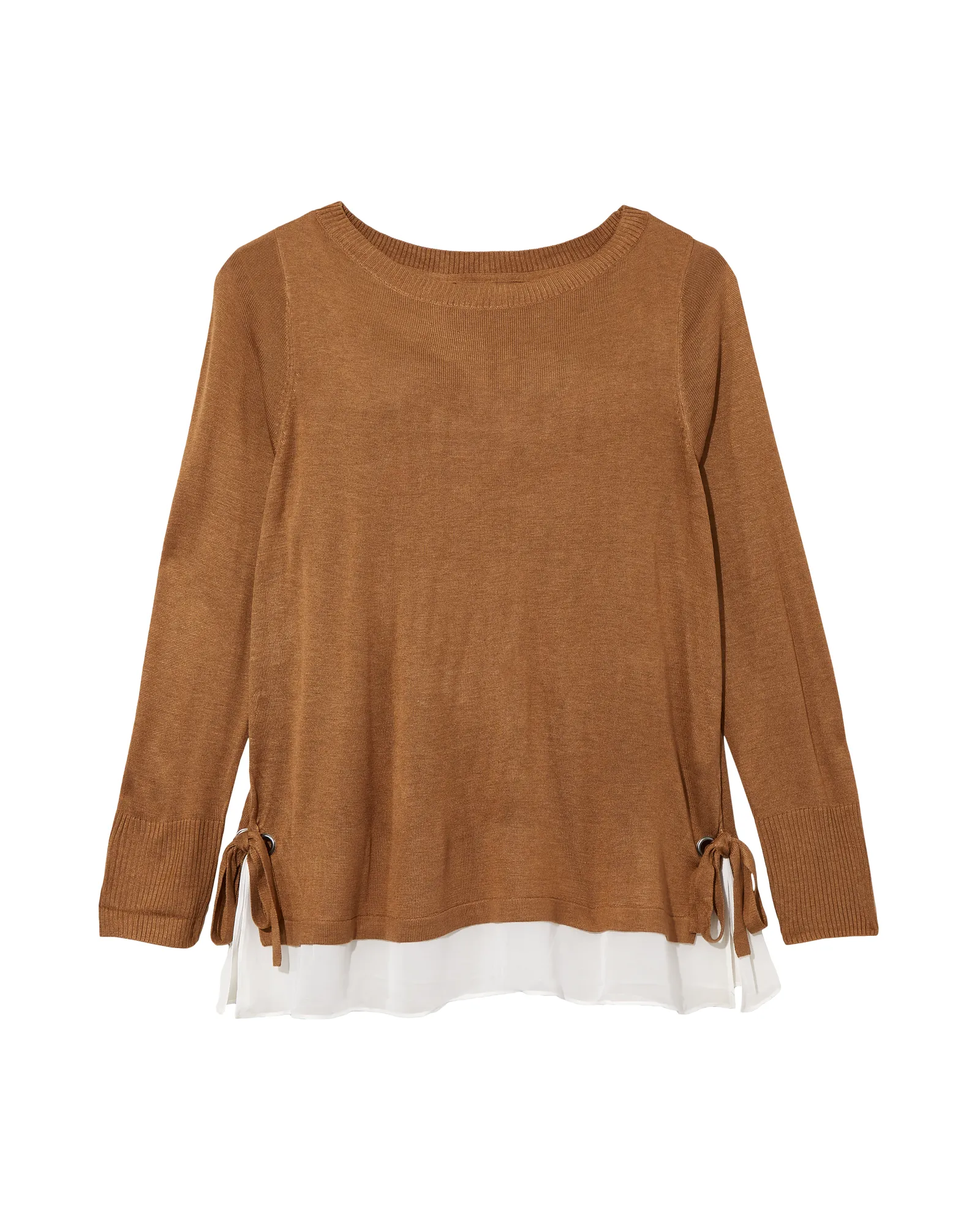 Mackenzie Sheer Panel Sweater | Brown / White