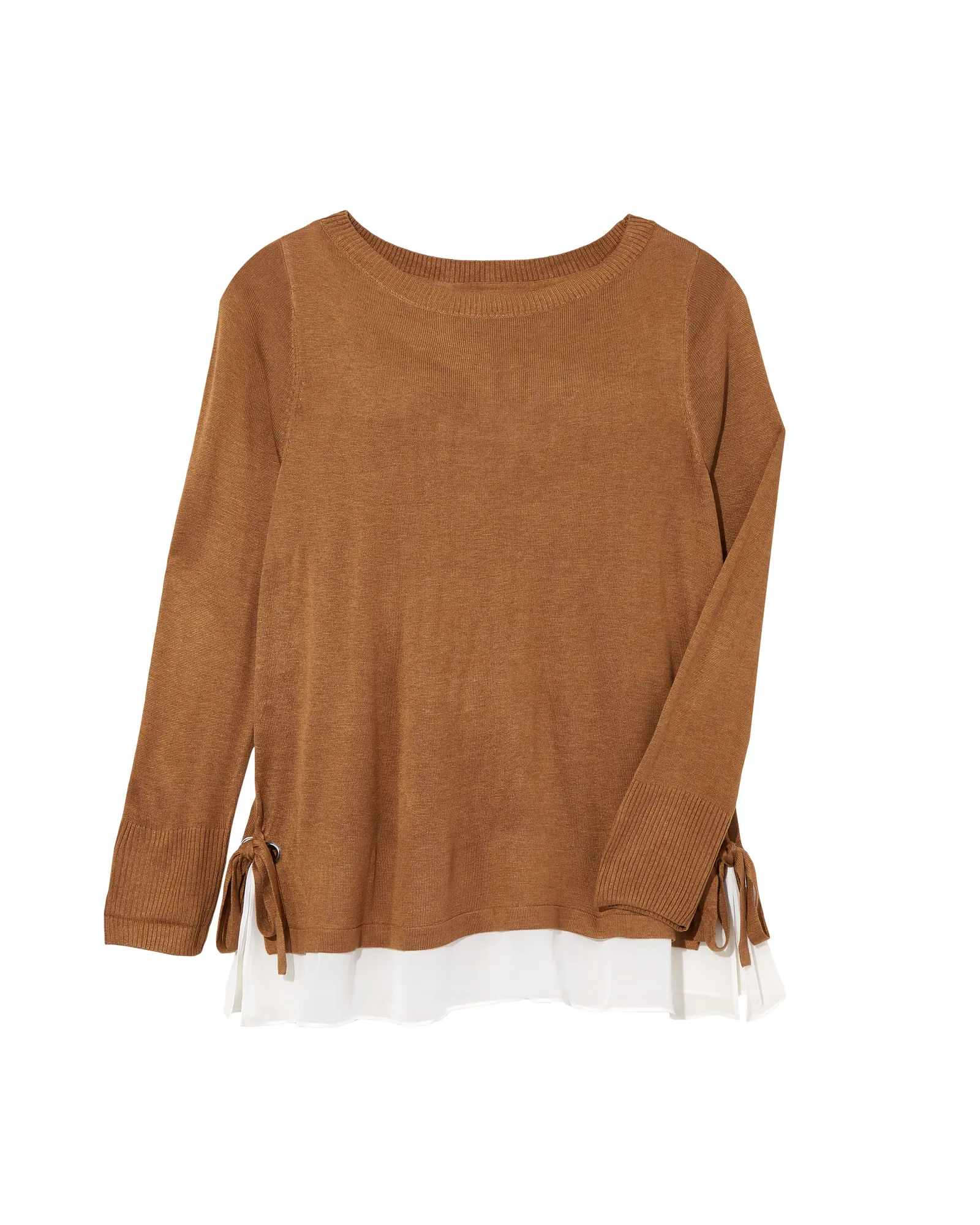 Mackenzie Sheer Panel Sweater | Brown / White