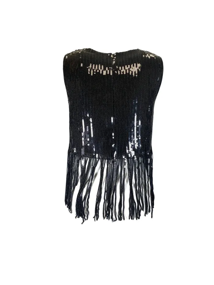 Magdalena sequin Top - Black