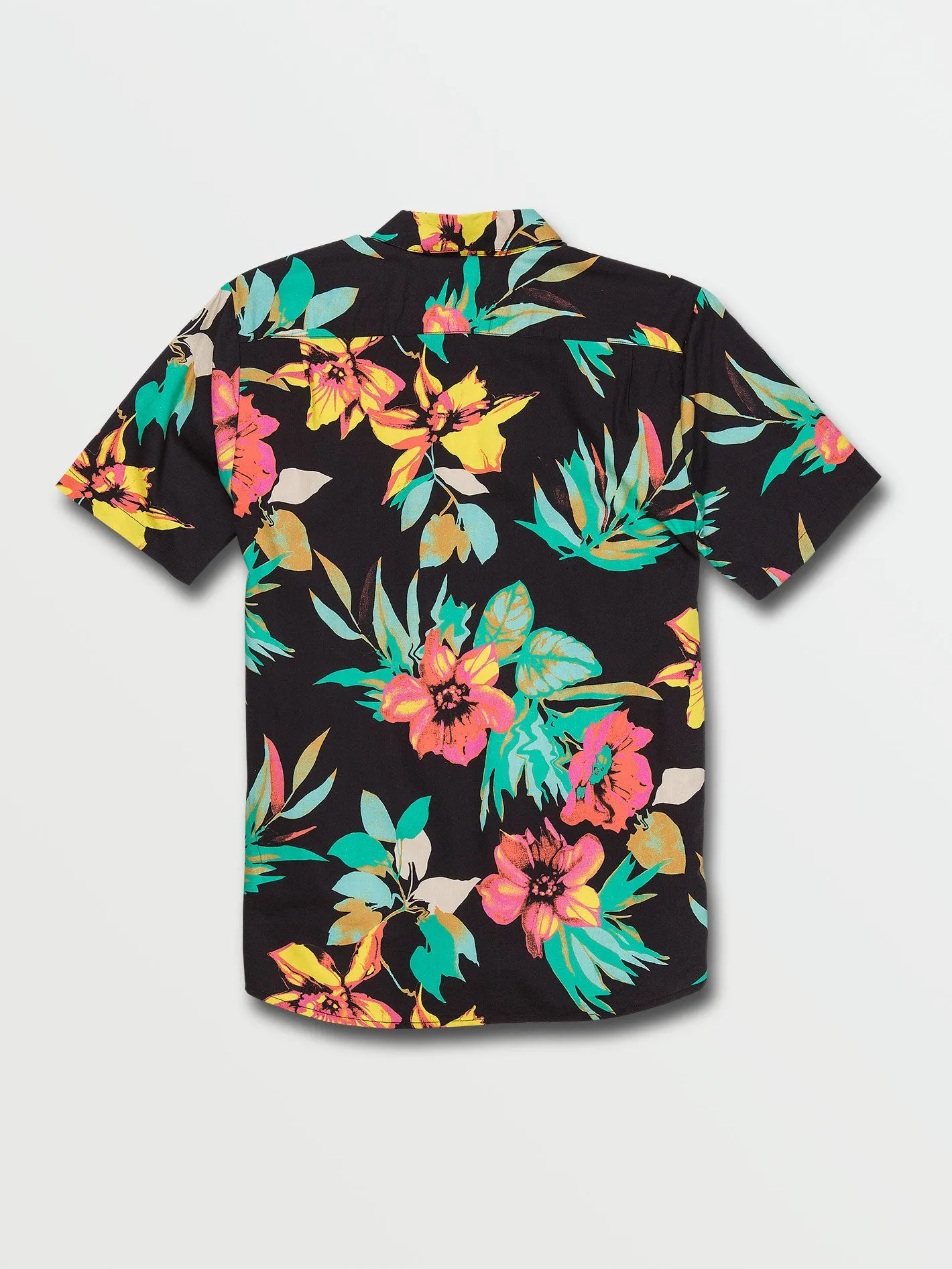 Marble Floral Short Sleeve Shirt - Black