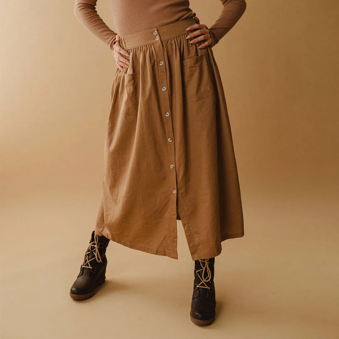 Maxi Button Skirt, Camel