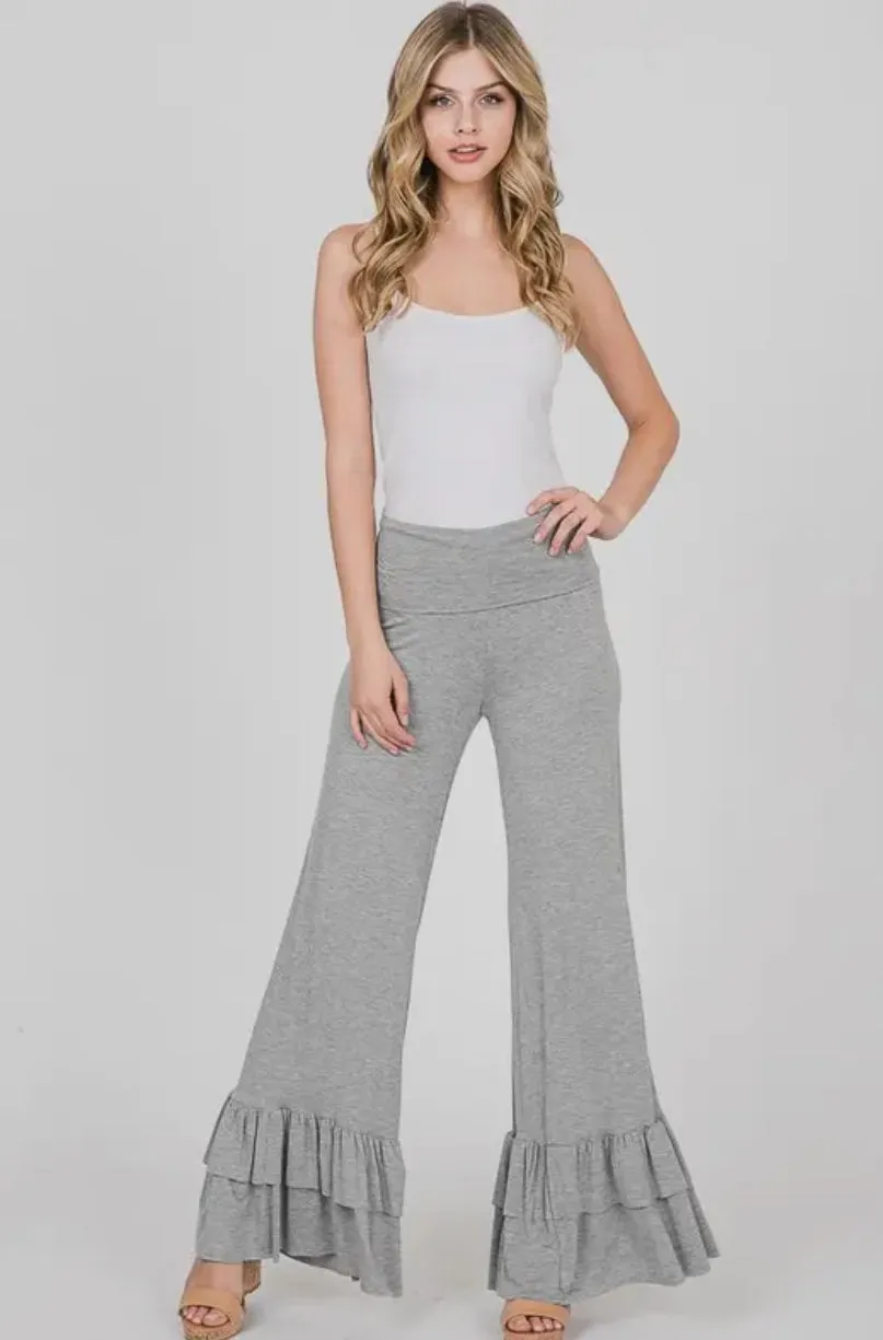 Meet me in Paris Ruffle Pants: Gray