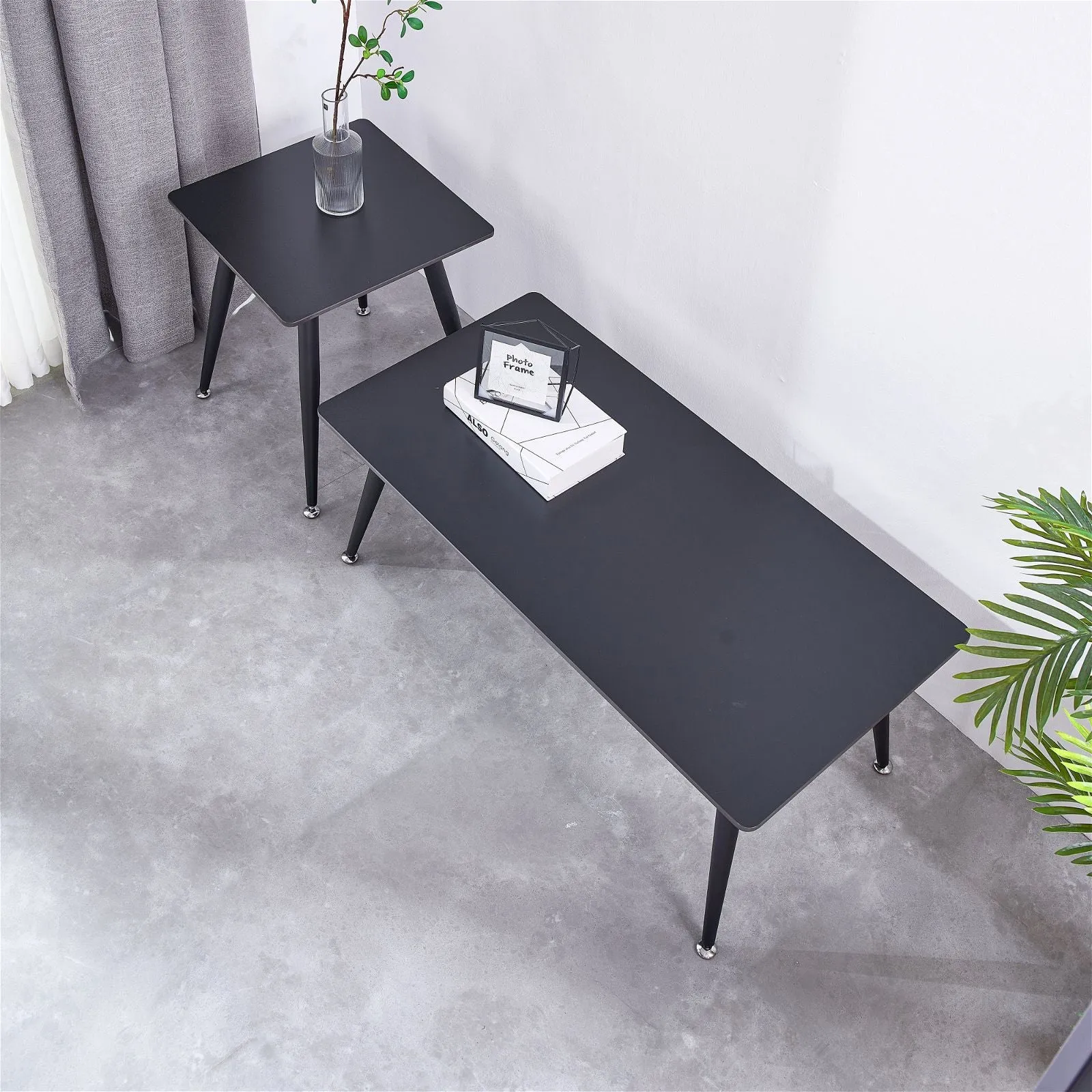 Mendy Black Sintered Stone Coffee Table with Metal Legs by Criterion™