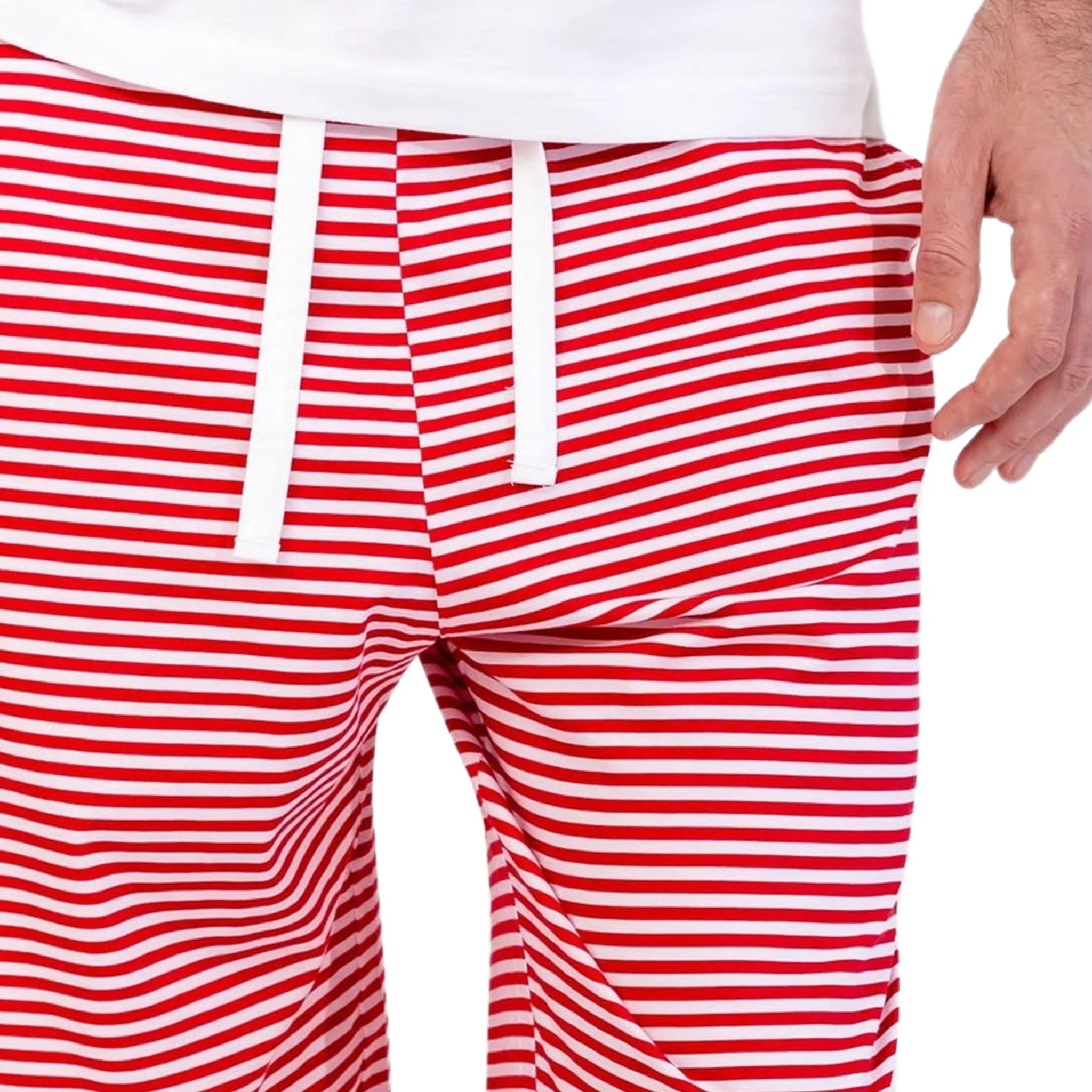 Men's Red Stripe Jersey Pj Pants