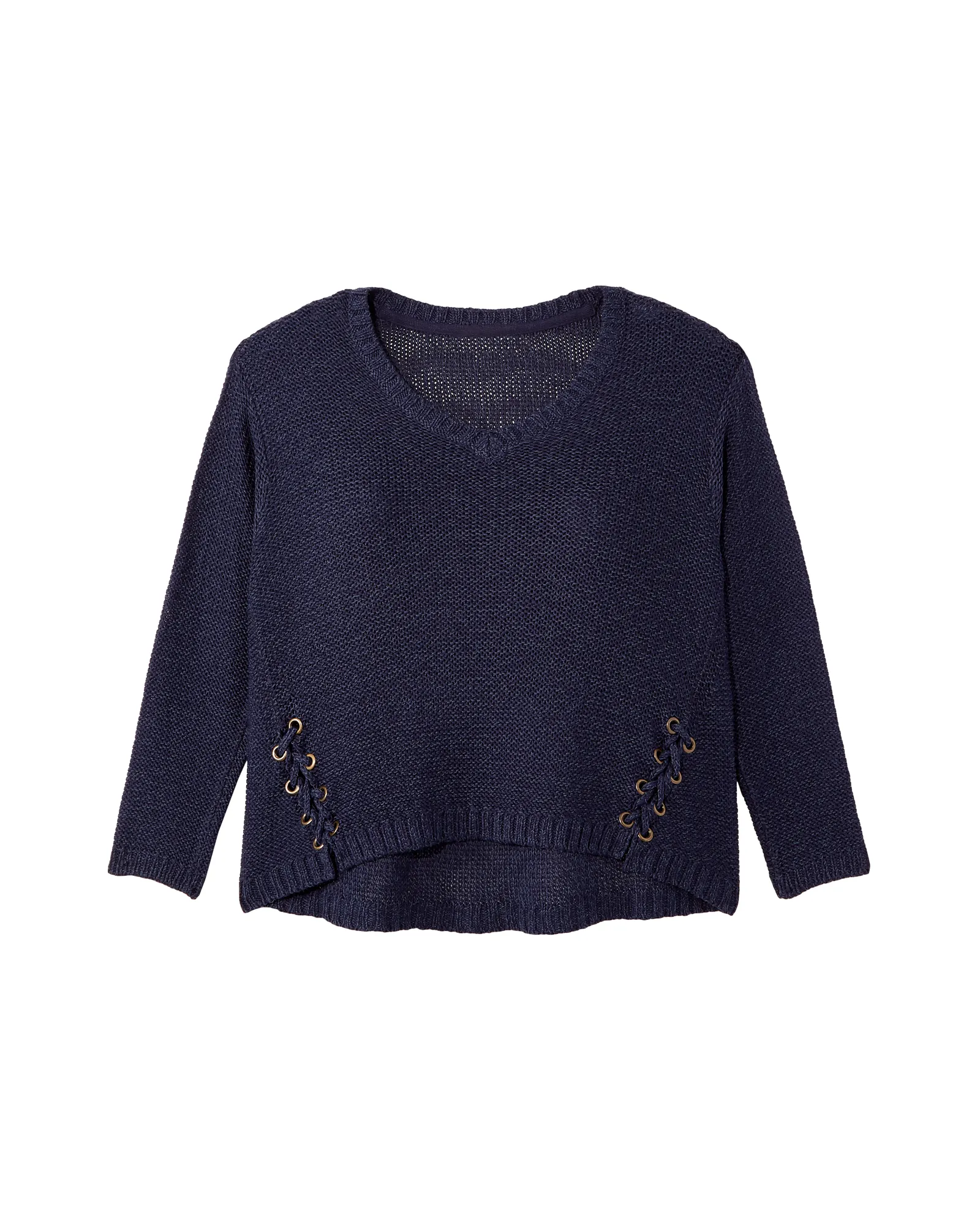 Midori Long Sleeve Lace Up Pull Over | Navy