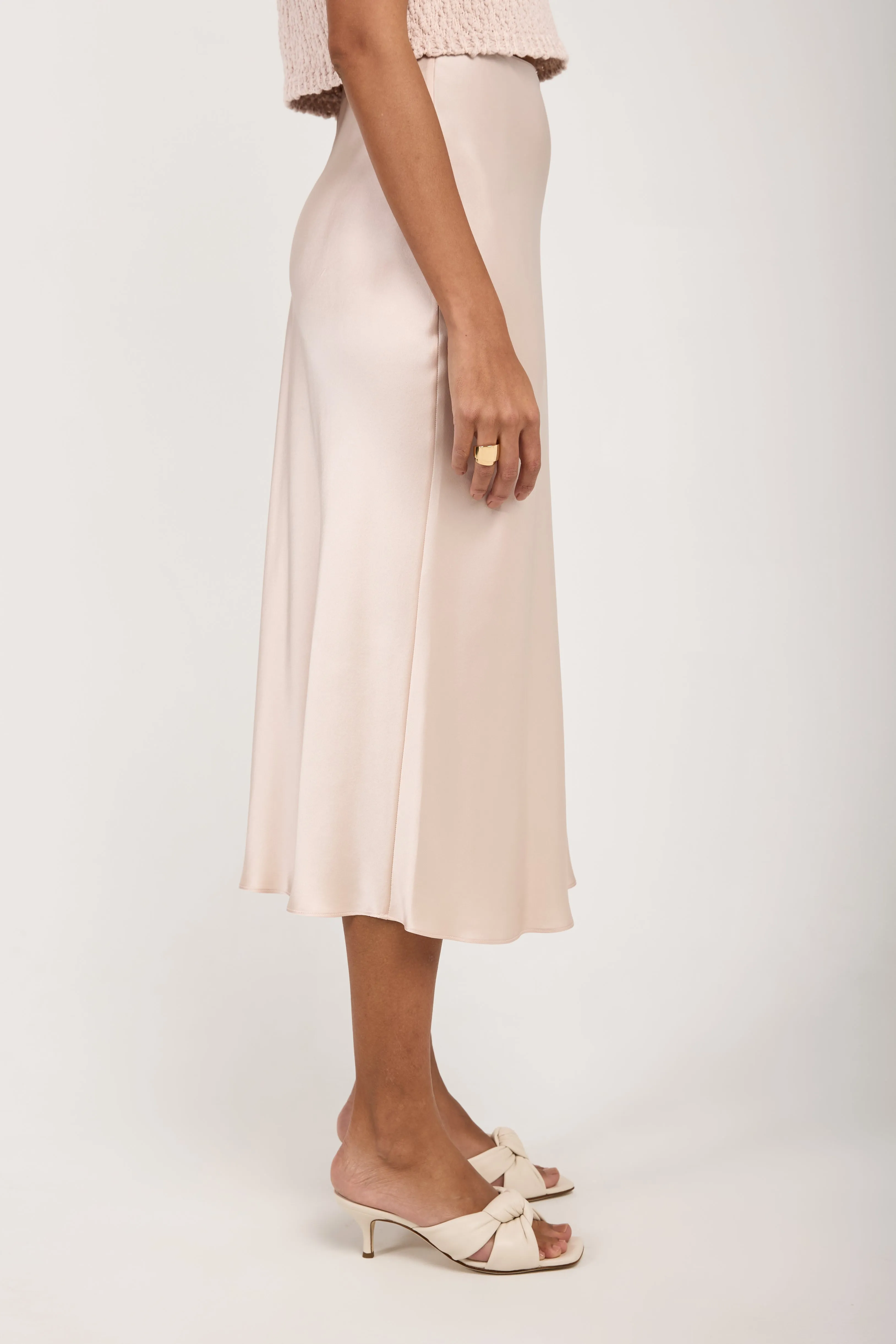 Miranda Silk Midi Skirt in Lunar