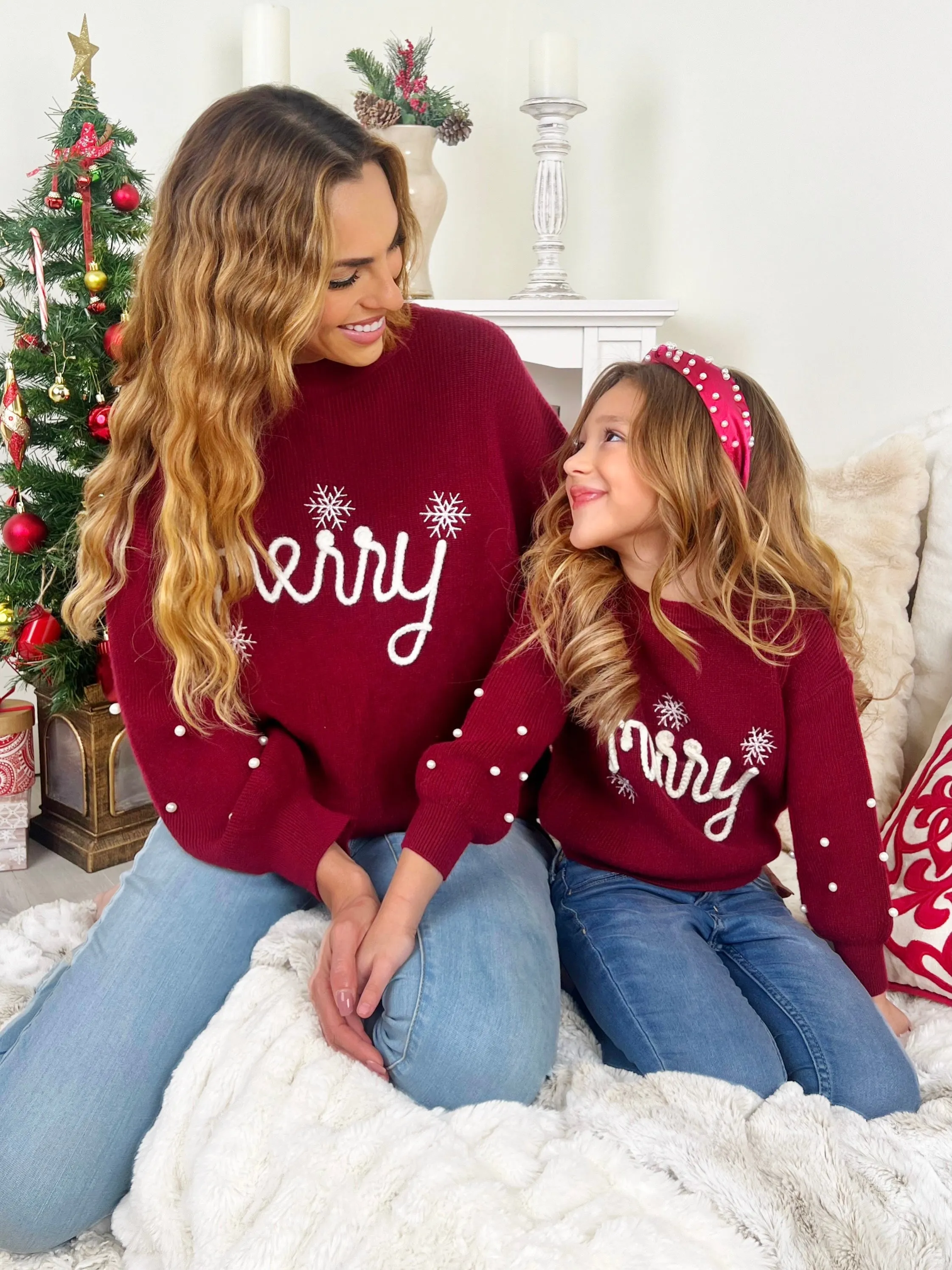 Mommy and Me Merry Snowflake Christmas Sweater