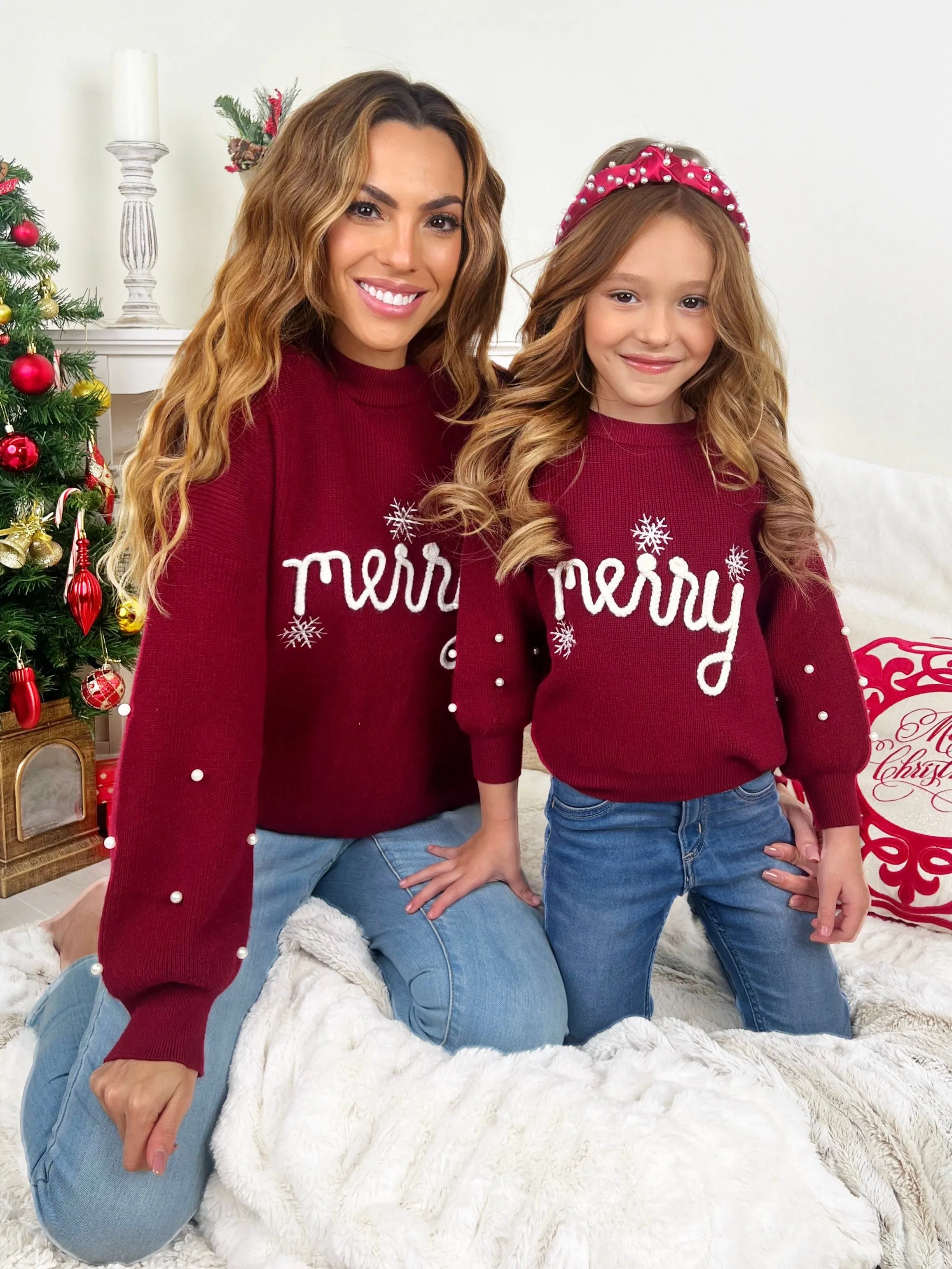 Mommy and Me Merry Snowflake Christmas Sweater