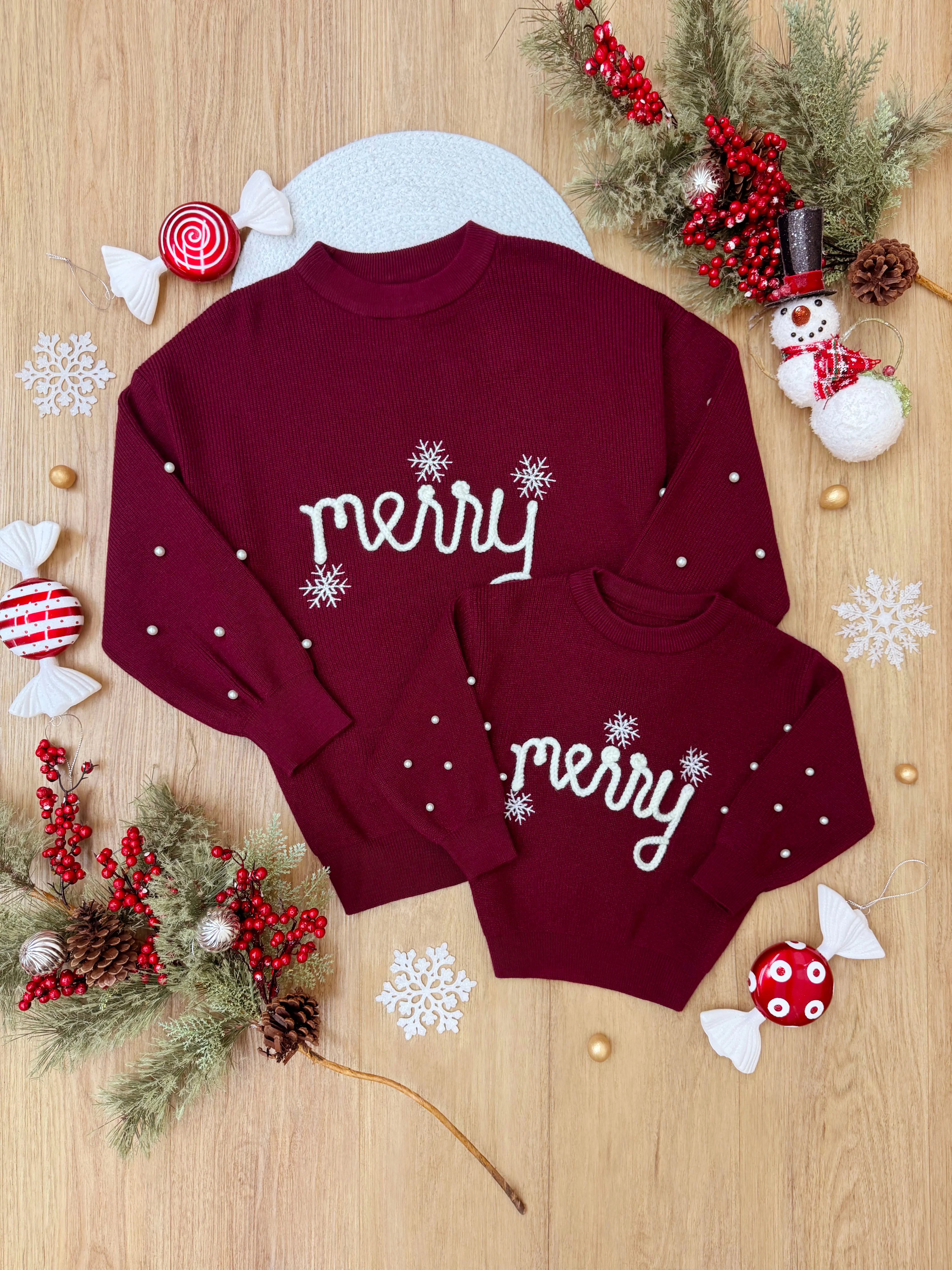 Mommy and Me Merry Snowflake Christmas Sweater