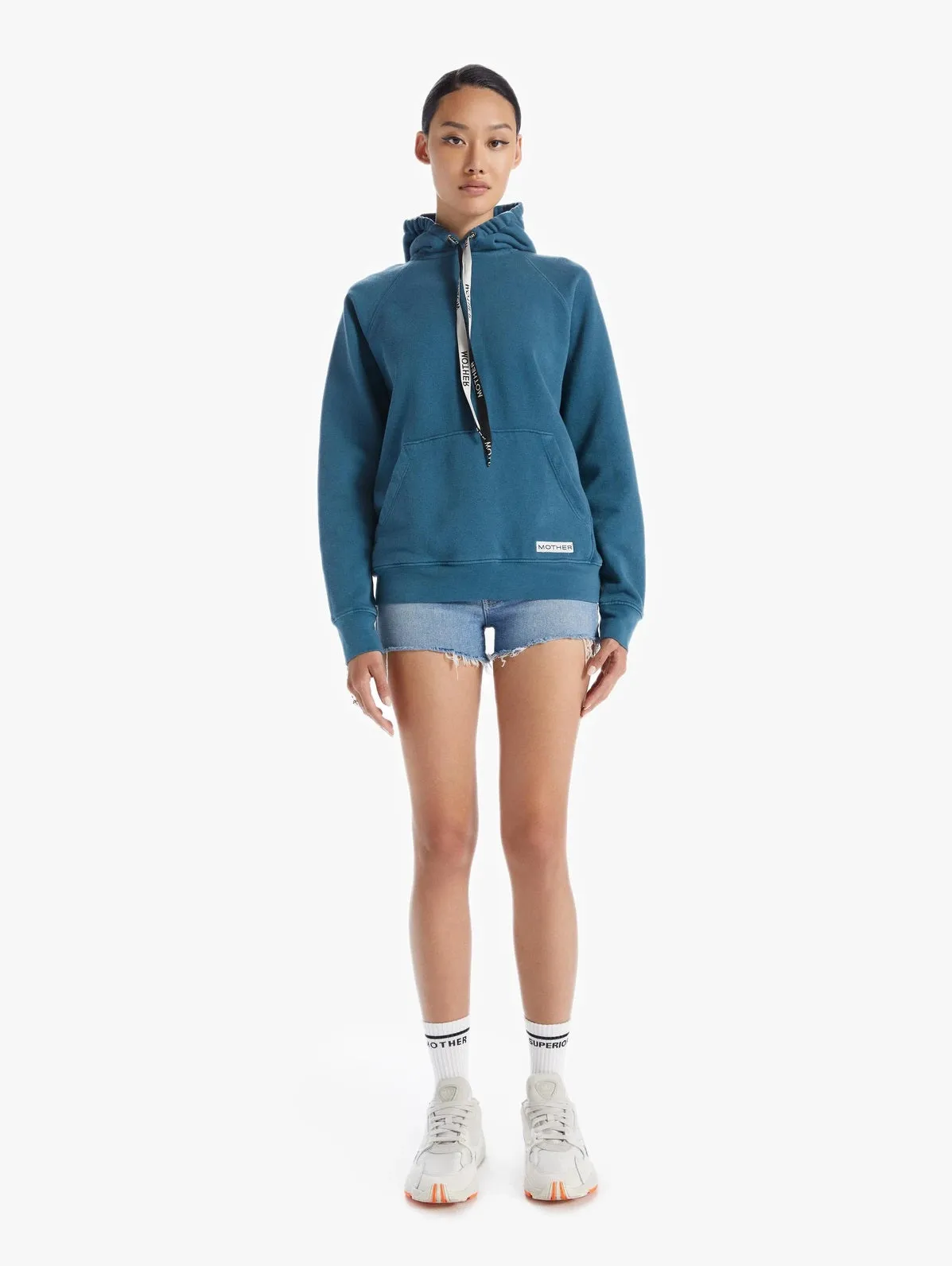 Mother - The Loafer Hoodie in Coral Blue in the Hot Seat