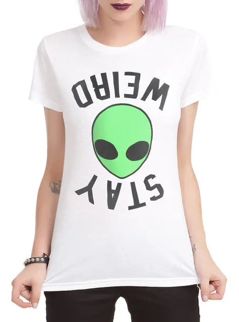 New Women Tshirt 18 Style Smoking Alien Print Funny Casual ET T-shirt For Lady White Plus Size Top Tees Hipster