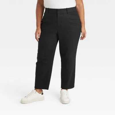 New - Women's High-Rise Ankle Tapered Pants - Ava & Viv Black 17