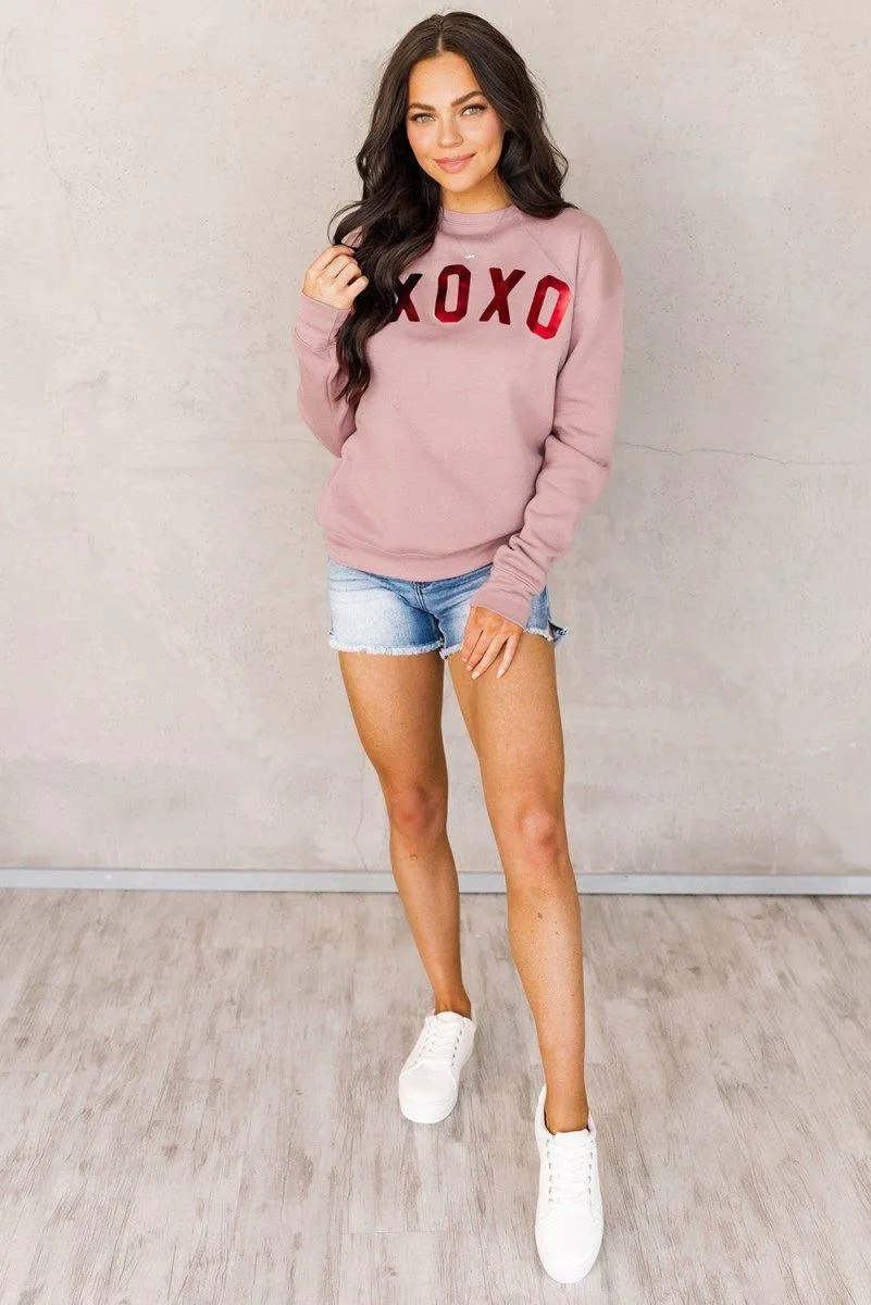 Pink XOXO Glitter Graphic Sweatshirt