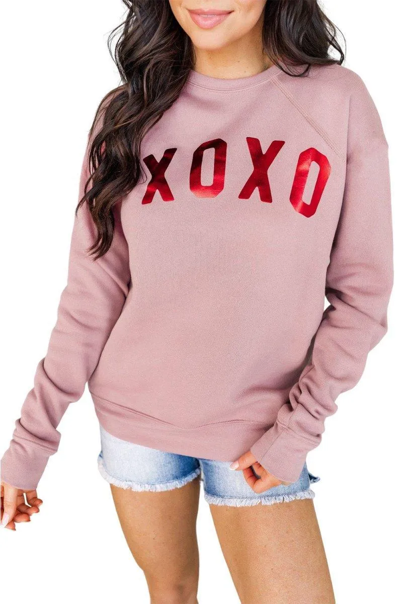 Pink XOXO Glitter Graphic Sweatshirt