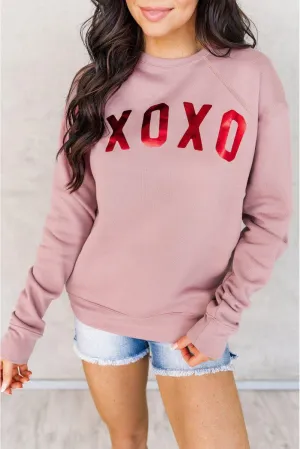 Pink XOXO Glitter Graphic Sweatshirt