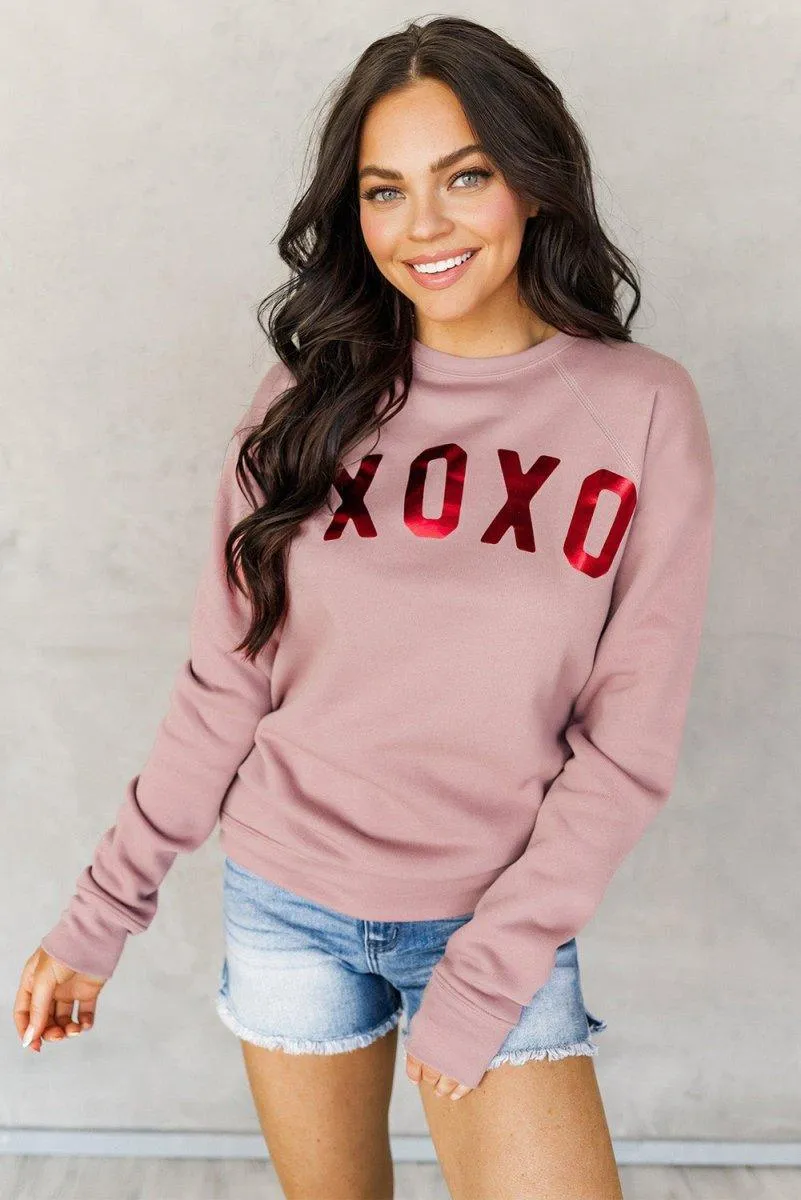 Pink XOXO Glitter Graphic Sweatshirt