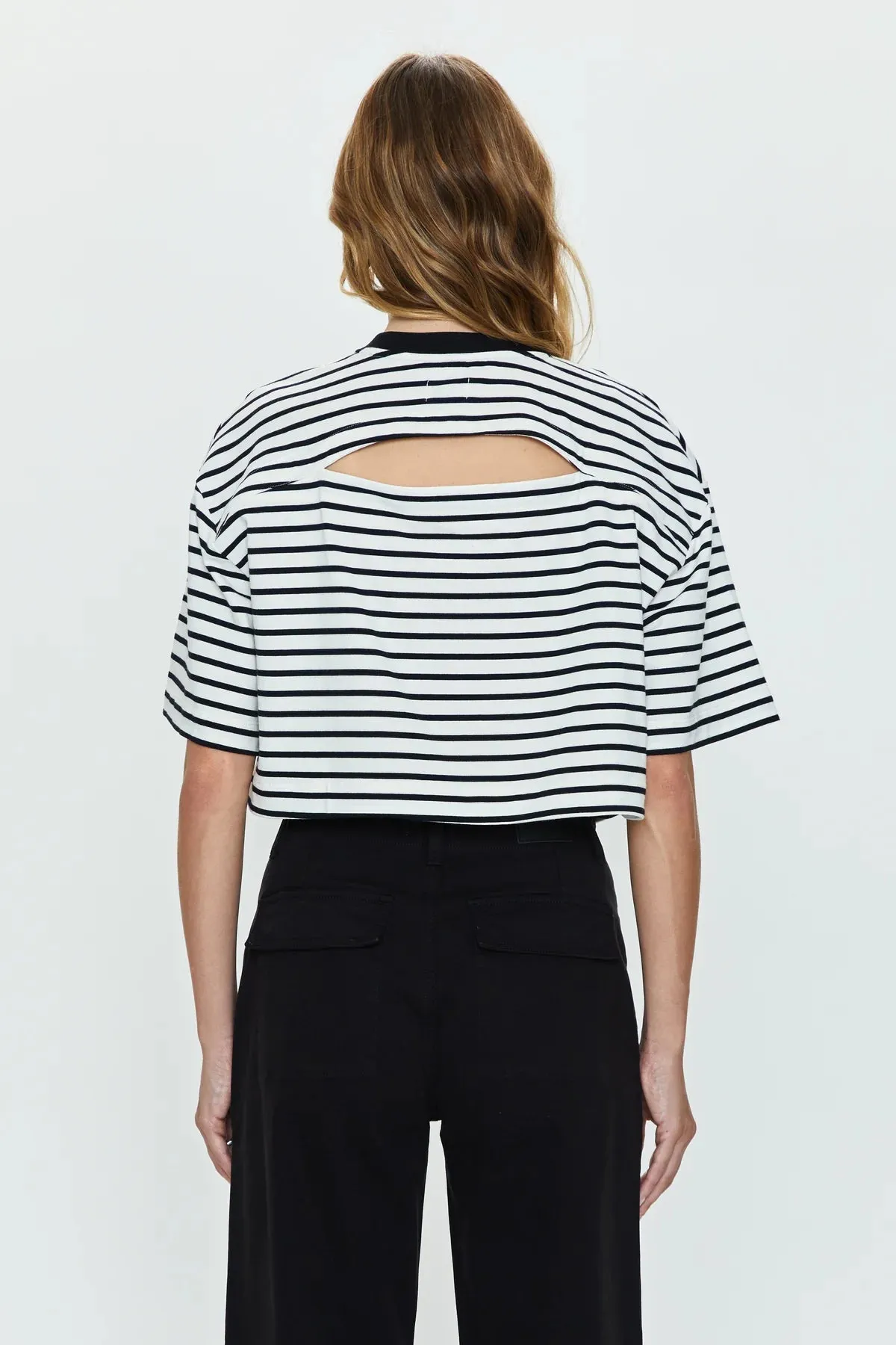 PIS Mae Cropped Tee in Black & White