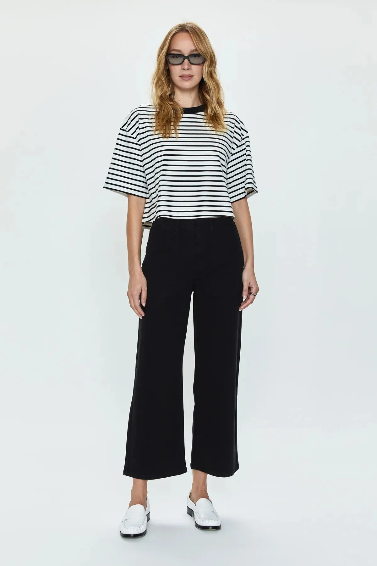 PIS Mae Cropped Tee in Black & White