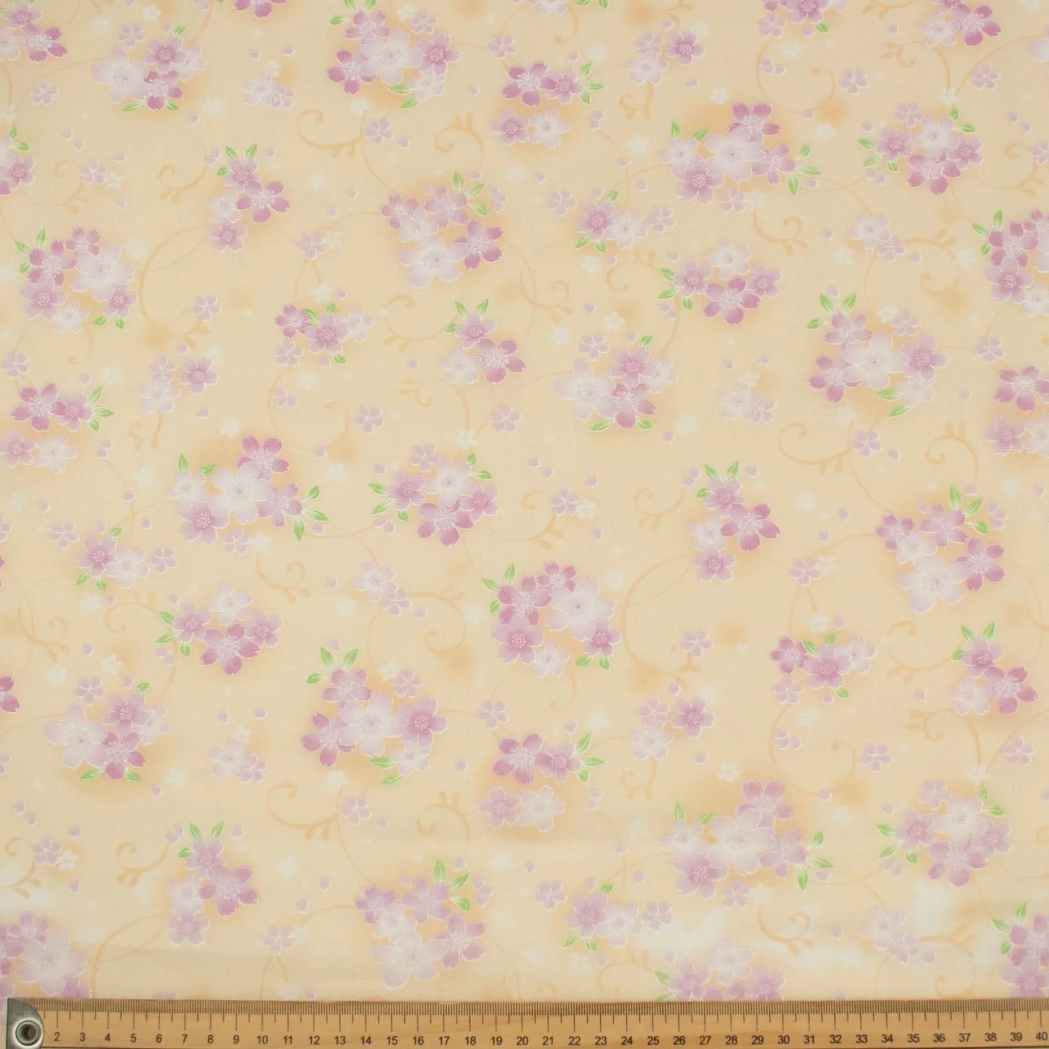 Printed Cotton Voile Design-88 Lilac Flowers on Peach