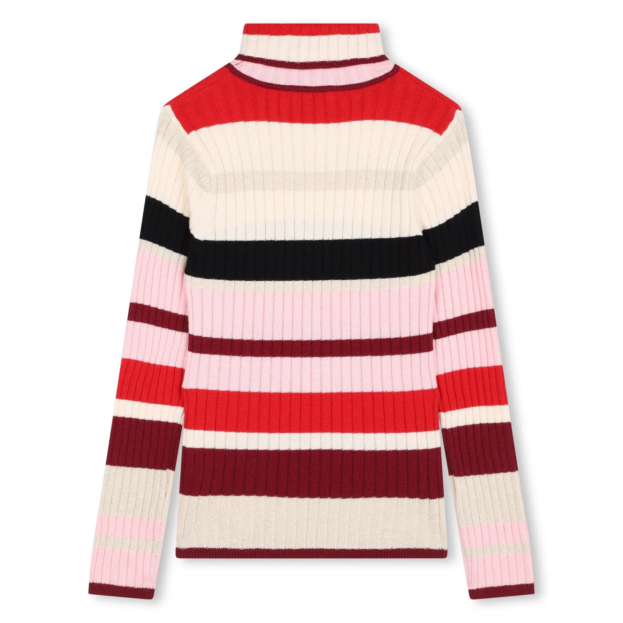 Red Pink Striped Turtleneck Sweater