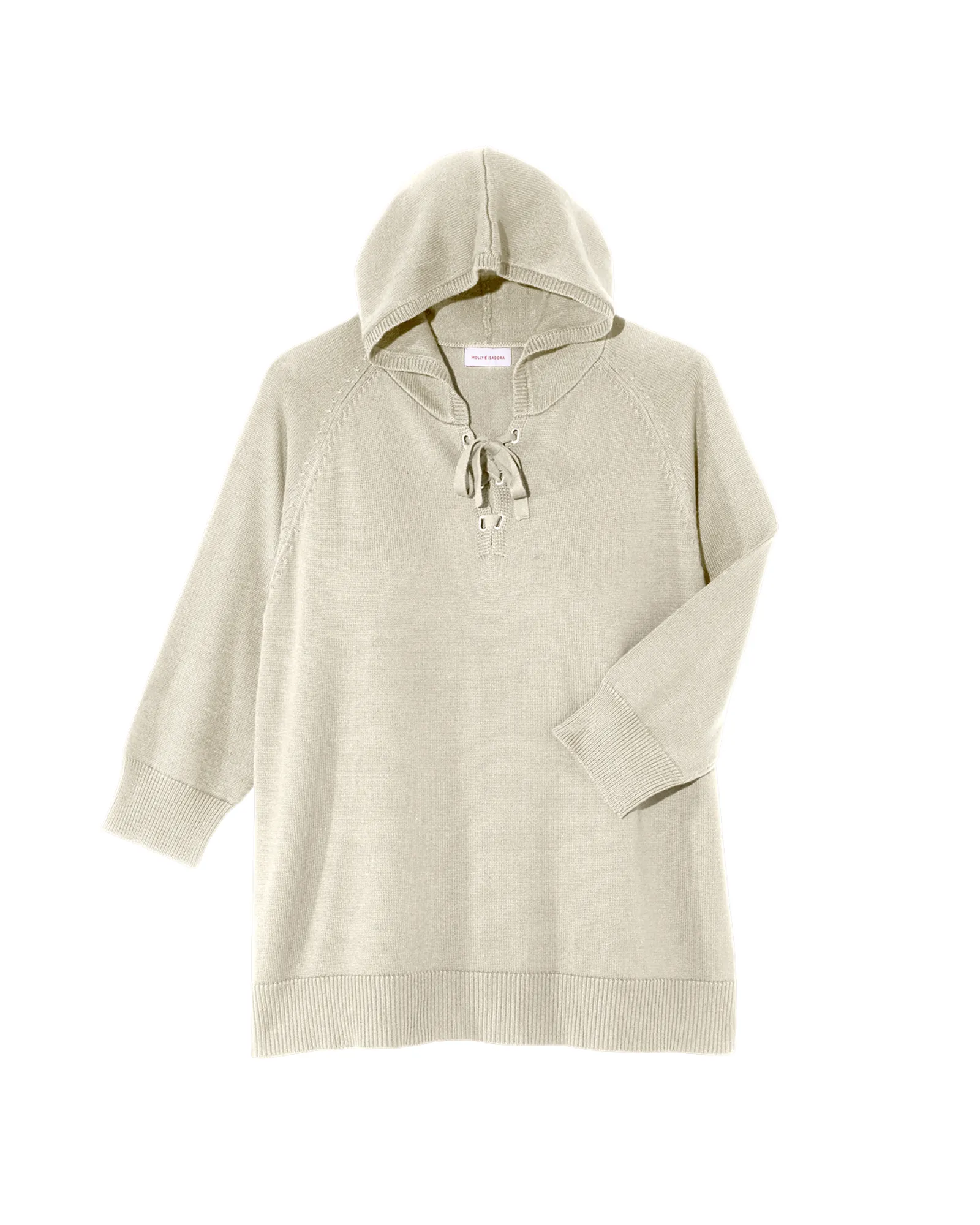 Reyes 3/4 Sleeve Lace Up Hooded Sweater | Ivory