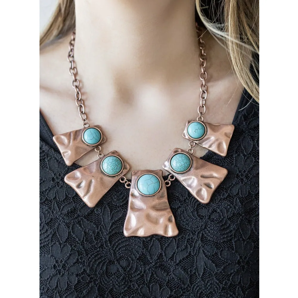 Rippled Turquoise Collar Necklace w/ Earring