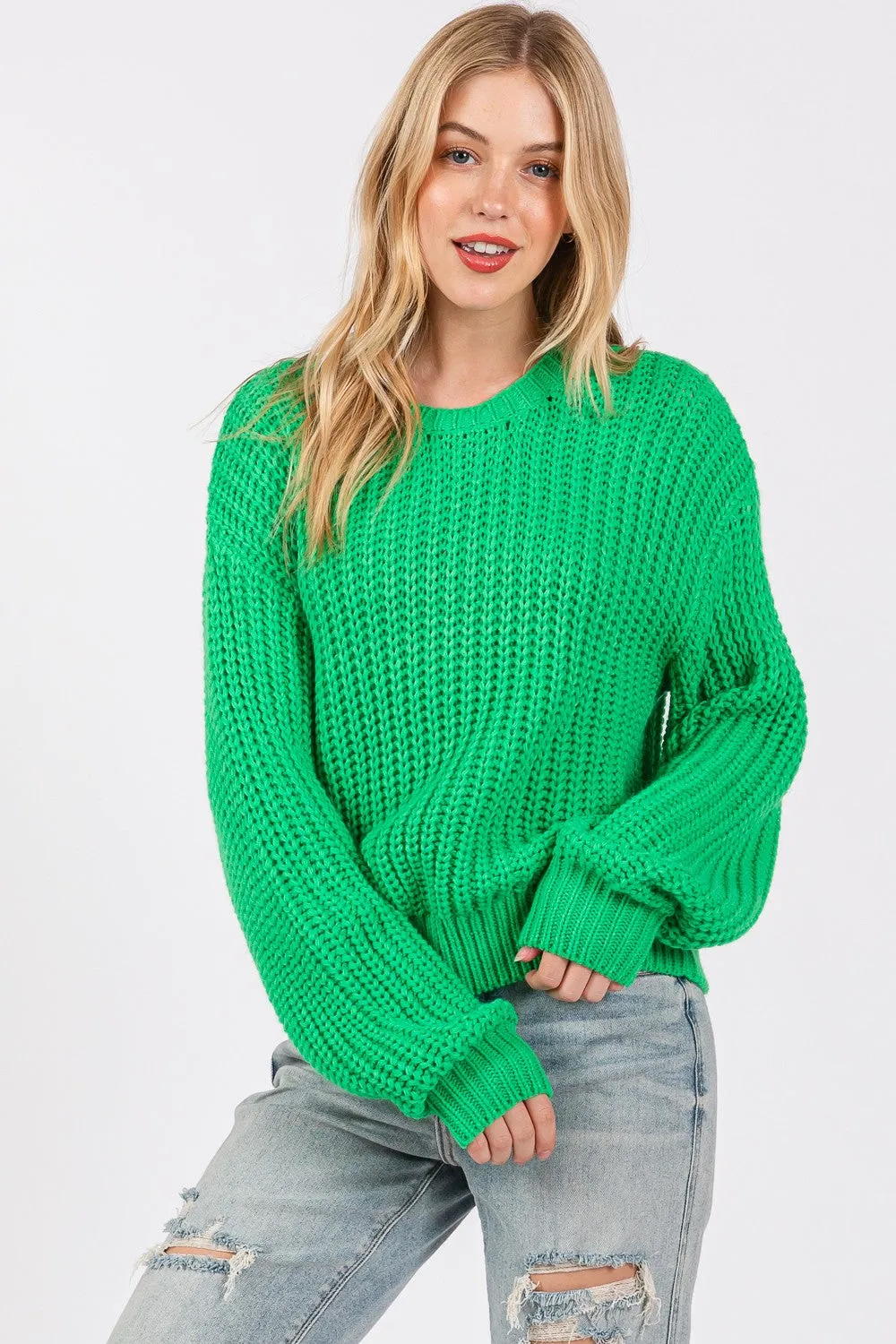 Round Neck Drop Shoulder Sweater