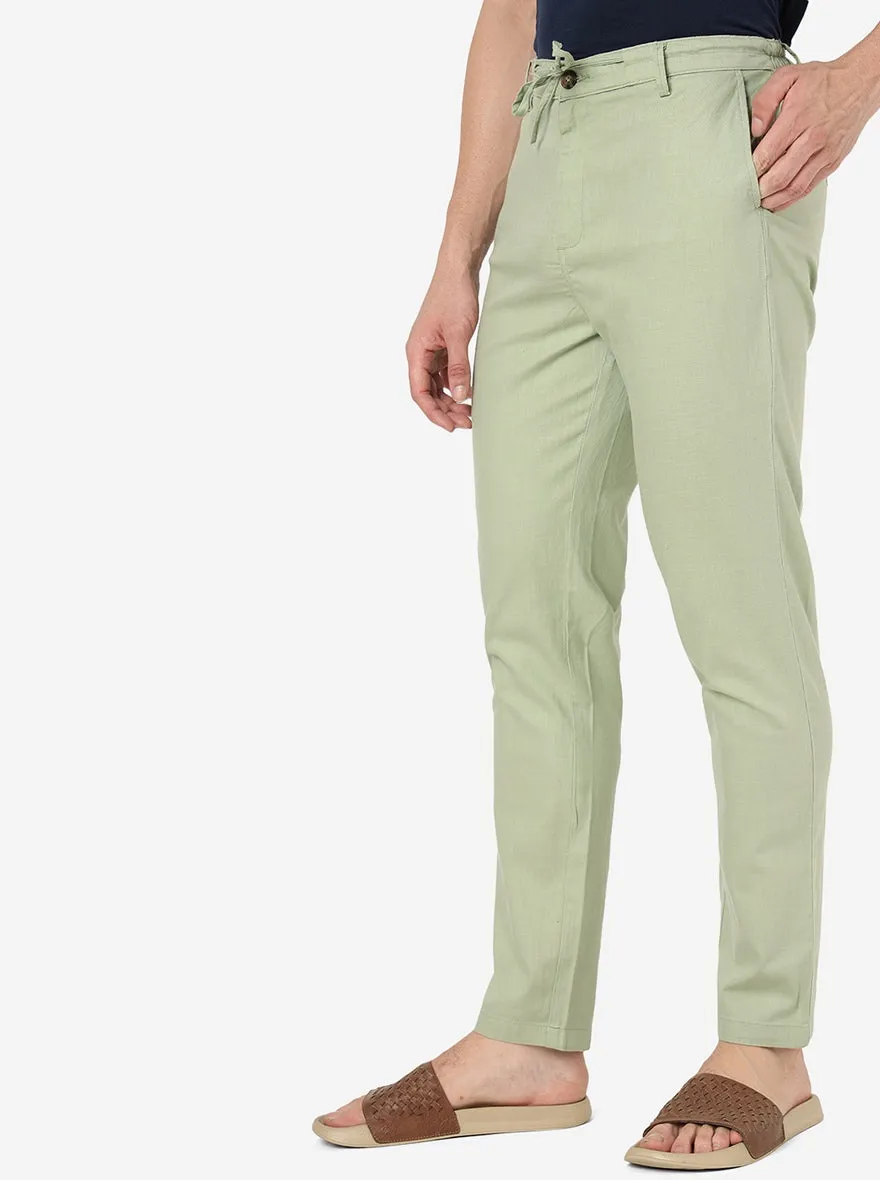 Sage Green Solid Slim Fit Track Pant | JadeBlue