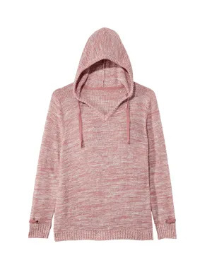 Sari Pullover Sweater With Hood | Pink / White