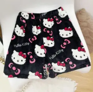 Shorts - Hello Kitty Plush Shorts - Black