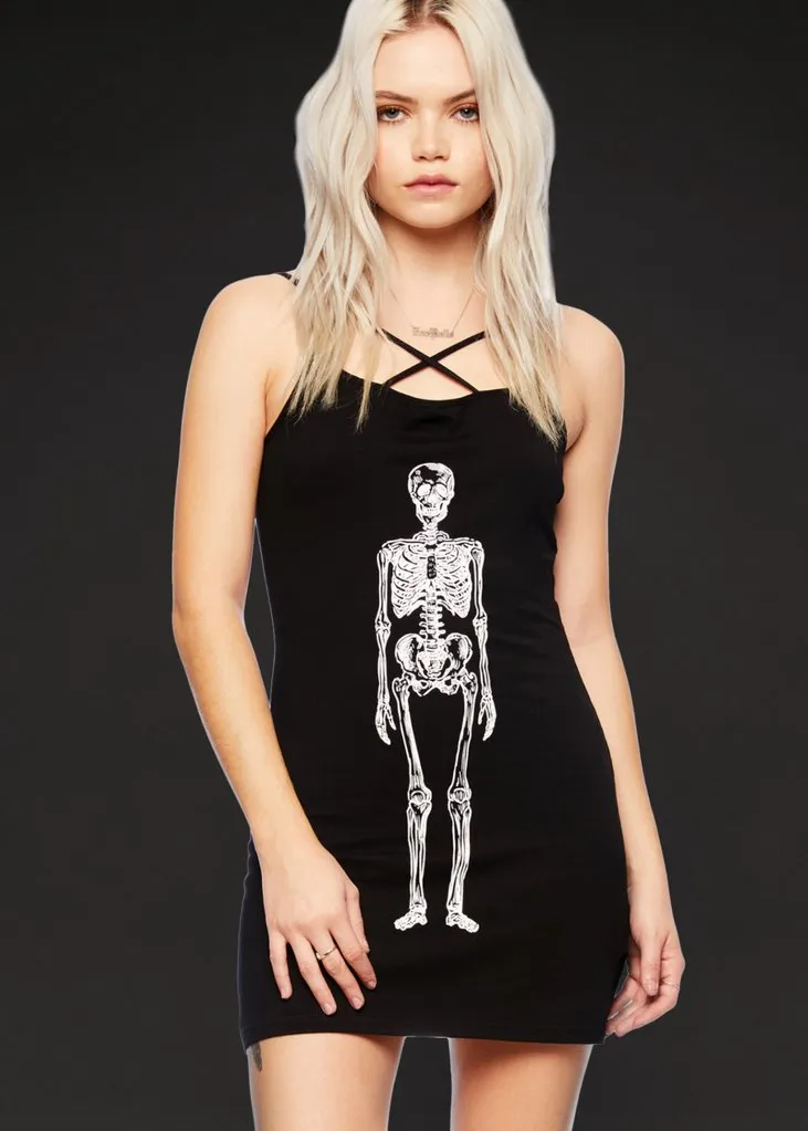 Skeleton Caged Look Strappy Cami Tank Top