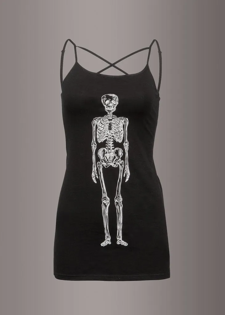 Skeleton Caged Look Strappy Cami Tank Top